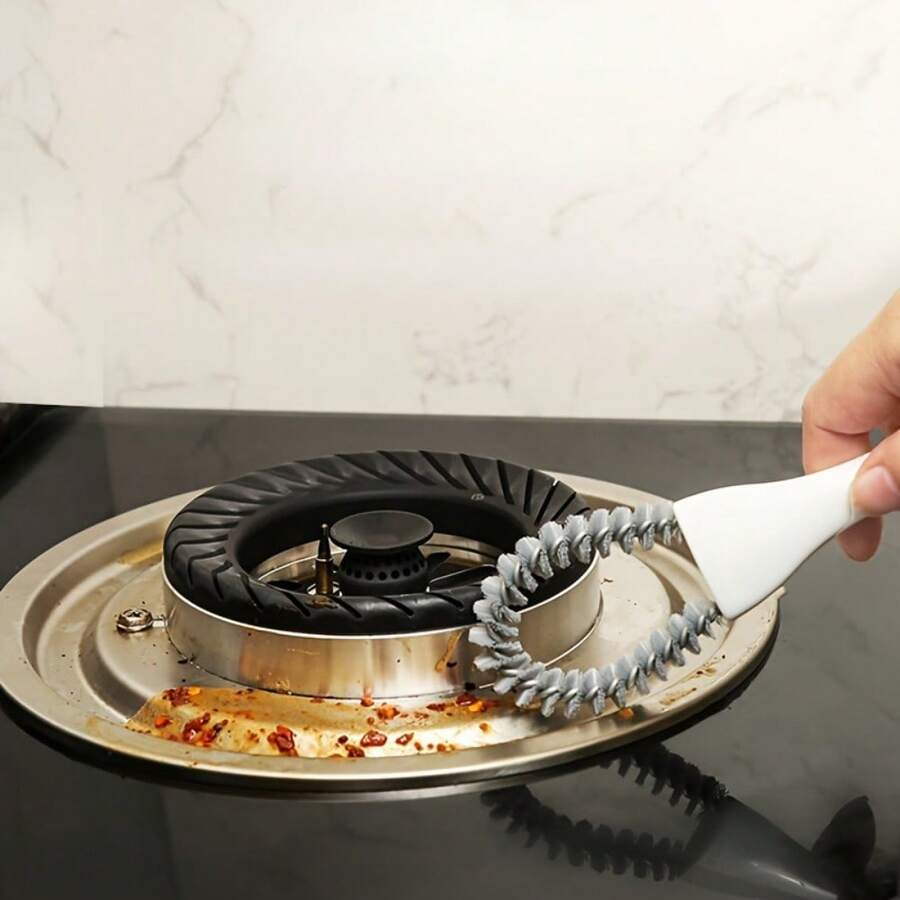 1入燒烤清潔刷、燒烤清潔刷、烤肉掃、廚房水槽刷、多功能小型廚房刷、適用於深入清潔角落、槽、鍋子、火爐、櫥櫃、清潔用品、清潔工具、返校學用品 - 白色 - 查看 1