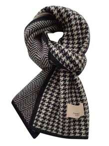 適用於青少年男孩中學/高中/大學生的冬季圍巾,厚實保暖的格子圍巾 - 黑色 - 查看 3