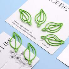 10 件裝金屬樹葉形回形針批發創意彩色回形針用於文具收納 - 綠色 - 查看 2