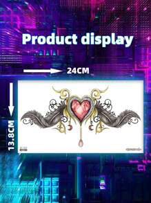 1 tờ Bộ ngực Đùi Dây đai Cơ thể Nghệ thuật Hình xăm tạm thời Hình dán Đối với phụ nữ , Đỏ  Tim Đá quý Phong cách Lông vũ Mô hình cánh , Không thấm nước Fake Hình xăm , 2-5 Ngày , Che phủ Sẹo , có thể sử dụng Cổ tay Đôi vai Chân Eo Cái cổ Tay Ngực - màu đen - Xem 6