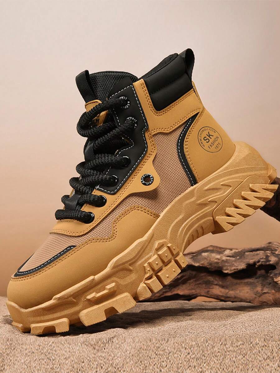 Men's Boots, New HighTop Work Boots For Outdoor Trendy ThickSole