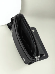 Bolso bandolera clásico sólido, elegante y simple para hombres, bolso de hombro de gran capacidad para viajes, trayectos diarios, bolso mensajero para estudiantes Bolso bandolera, bolso de hombro, bolso de viaje, para salidas, regalos para novio, negocios, trayecto al trabajo, oficina Gran capacidad, bolso universitario portátil, regalos del Día del Padre, verano, papá, principiante, para libros, regreso a la escuela, multifuncional, dormitorio, universidad, Halloween, regalos para hombres, Navidad, bolso escolar, bolso de estudiante, bolso de libros - Negro - Ver 5