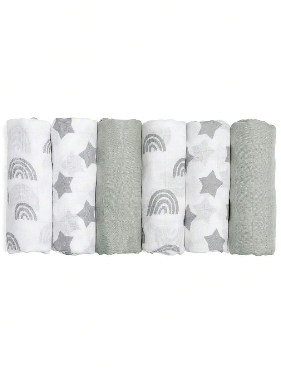GLLQUEN BABY 6pcs Baby Swaddle Blankets, Cotton Muslin Squares, Soft & Breathable, Suitable For Newborn Boys And Girls