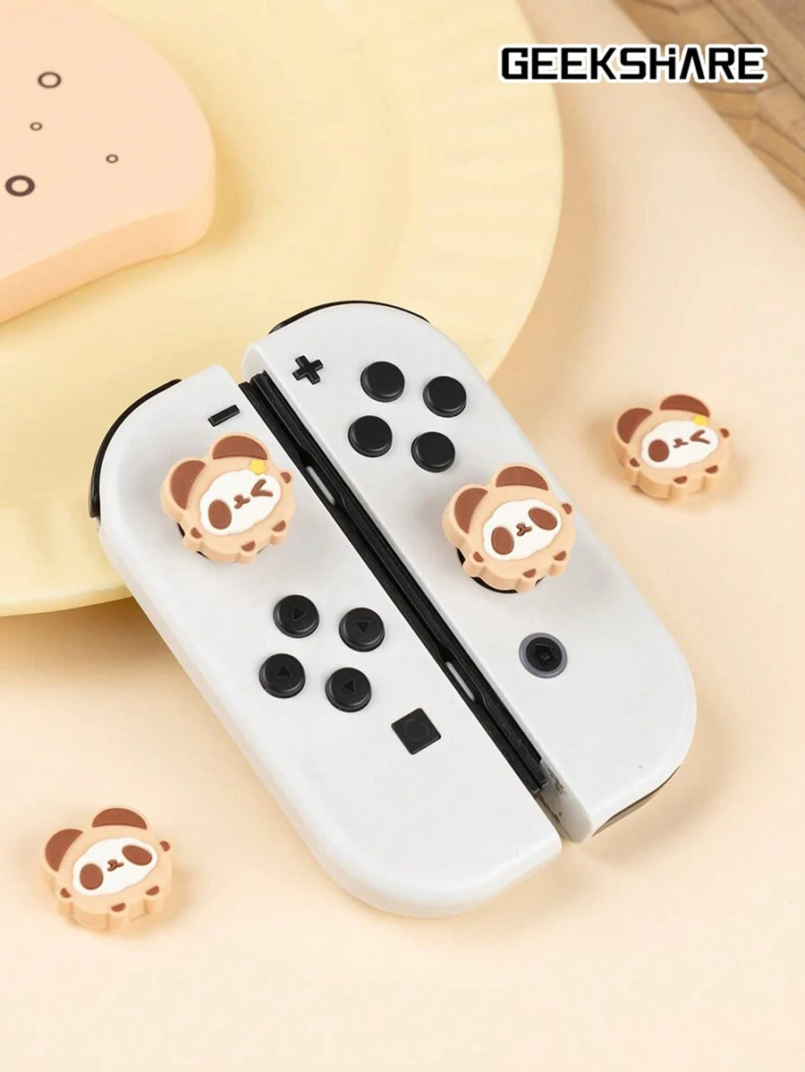 GeekShare Geeshare 4入組烤面包熊矽膠拇指按鍵套和搖桿套,適用於switch/oled/switch Lite - 彩色 - 查看 1