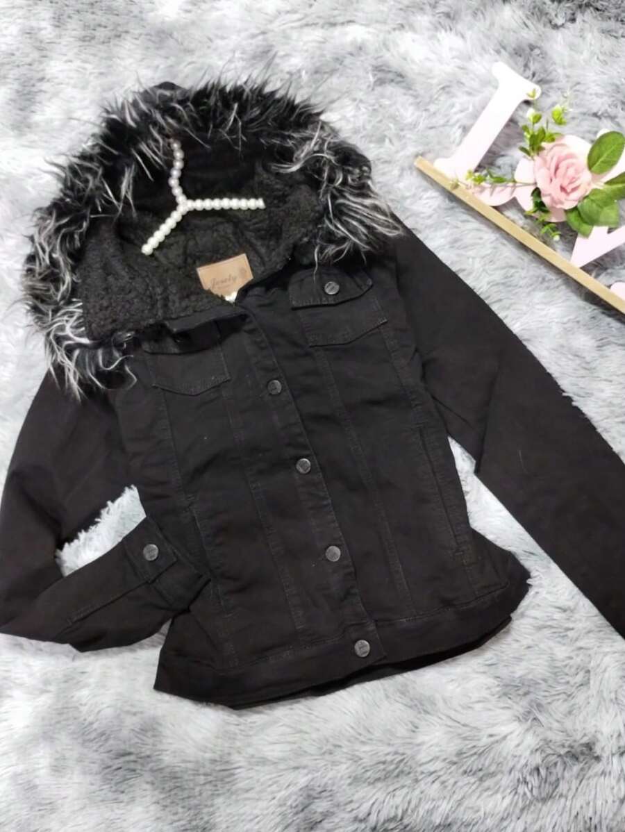 CHAMARRA JUVENIL CON FORRO DE BORREGA GORRO DESMONTABLE - Negro - Ver 1