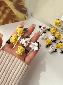 5pcs Women's Cute Popcorn Shaped Hair Clips For Adding Fun And Humor To Your Side Fringe - Multicolor - View 2