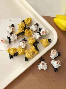 5pcs Women's Cute Popcorn Shaped Hair Clips For Adding Fun And Humor To Your Side Fringe - Multicolor - View 3