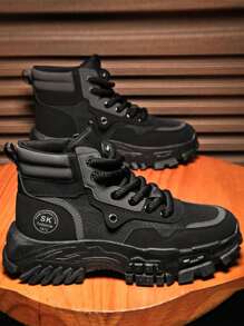 Men's Ankle Boots, New High Top Work Boots, Outdoor Fashionable Chunky Heel Increased Height Men's Boots, Retro Winter Boots, Yellow Combat Boots, Hiking Desert Boots, High Top Work Shoes, Breathable Men's Boots, Party/Casual/Outdoor/Travel Ankle Boots, Mid-Top Leather Boots, Holiday Outings Streetwear High Top Shoes, Outdoor Hiking Boots, Stylish Casual Motorcycle Boots, Youth Leather Patchwork Western Boots, Thick Sole Chunky Sneakers, Construction Work Shoes