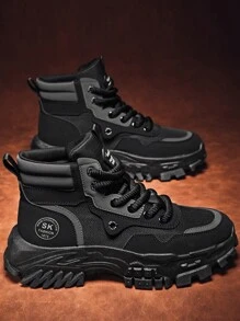 Men's Ankle Boots, New High Top Work Boots, Outdoor Fashionable Chunky Heel Increased Height Men's Boots, Retro Winter Boots, Yellow Combat Boots, Hiking Desert Boots, High Top Work Shoes, Breathable Men's Boots, Party/Casual/Outdoor/Travel Ankle Boots, Mid-Top Leather Boots, Holiday Outings Streetwear High Top Shoes, Outdoor Hiking Boots, Stylish Casual Motorcycle Boots, Youth Leather Patchwork Western Boots, Thick Sole Chunky Sneakers, Construction Work Shoes