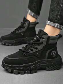Men's Ankle Boots, New High Top Work Boots, Outdoor Fashionable Chunky Heel Increased Height Men's Boots, Retro Winter Boots, Yellow Combat Boots, Hiking Desert Boots, High Top Work Shoes, Breathable Men's Boots, Party/Casual/Outdoor/Travel Ankle Boots, Mid-Top Leather Boots, Holiday Outings Streetwear High Top Shoes, Outdoor Hiking Boots, Stylish Casual Motorcycle Boots, Youth Leather Patchwork Western Boots, Thick Sole Chunky Sneakers, Construction Work Shoes