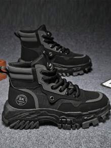 Men's Ankle Boots, New High Top Work Boots, Outdoor Fashionable Chunky Heel Increased Height Men's Boots, Retro Winter Boots, Yellow Combat Boots, Hiking Desert Boots, High Top Work Shoes, Breathable Men's Boots, Party/Casual/Outdoor/Travel Ankle Boots, Mid-Top Leather Boots, Holiday Outings Streetwear High Top Shoes, Outdoor Hiking Boots, Stylish Casual Motorcycle Boots, Youth Leather Patchwork Western Boots, Thick Sole Chunky Sneakers, Construction Work Shoes