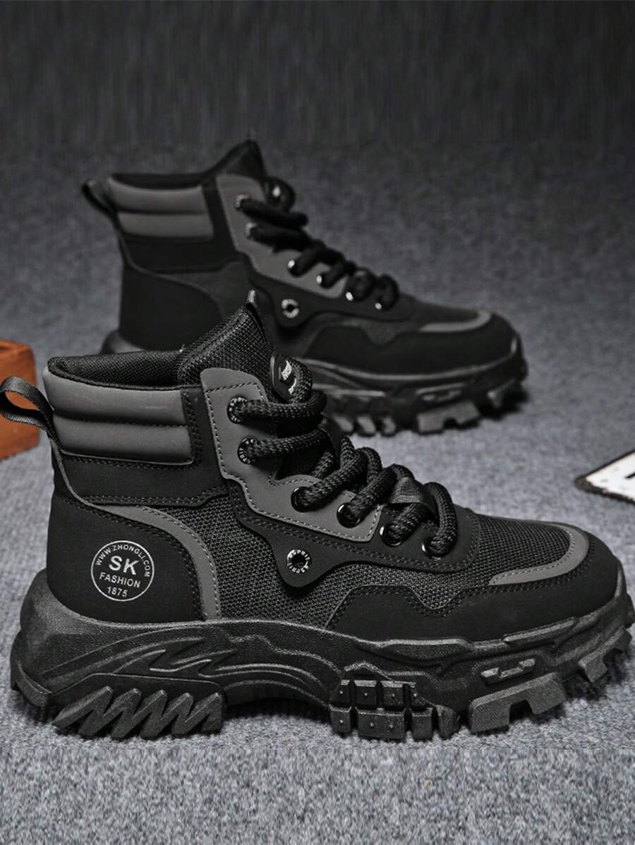 Men's Ankle Boots, New High Top Work Boots, Outdoor Fashionable Chunky Heel Increased Height Men's Boots, Retro Winter Boots, Yellow Combat Boots, Hiking Desert Boots, High Top Work Shoes, Breathable Men's Boots, Party/Casual/Outdoor/Travel Ankle Boots, Mid-Top Leather Boots, Holiday Outings Streetwear High Top Shoes, Outdoor Hiking Boots, Stylish Casual Motorcycle Boots, Youth Leather Patchwork Western Boots, Thick Sole Chunky Sneakers, Construction Work Shoes