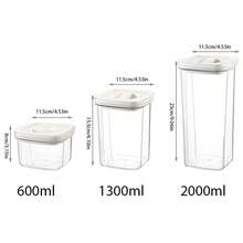 1入組旋轉密封罐,真空廚房儲存保鮮盒,防潮透明糧食儲物罐組,家居房間廚房儲物用品 - 灰色 - 查看 2