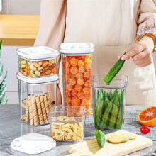 1入組旋轉密封罐,真空廚房儲存保鮮盒,防潮透明糧食儲物罐組,家居房間廚房儲物用品 - 灰色 - 查看 5