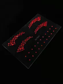 2 piezas Pegatinas de joyas faciales rojas autoadhesivas, pegatinas de diamantes de imitación para delineador de ojos, para el Día de San Valentín, pegatinas de diamantes de imitación para la cara - Rojo - Ver 5