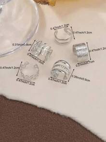 5pcs/Set Women's Clip On Earrings C Shaped Non Piercing Ear Cuff Set Jewelry - Silver - View 3