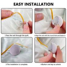 4入組床單夾,帶支撐架的夾子,舒適的羽絨被夾,柔軟的雙面針固定器,可用於被子、靠墊、窗簾等 - 粉色 - 查看 2