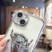 通用手機殼支撐貼和鍍鉻昆蟲形縮疊可摺疊支架,帶背膠貼 - 綠色 - 查看 2