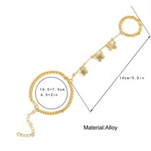 1pc Random Creative Cute Butterfly Decor Finger Chain Bracelet Ring Set, Lovely Girls Birthday Party Gift