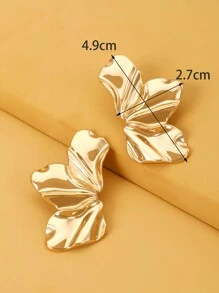 1 对时尚锌合金花形耳钉，适合女士日常装饰情人节 - 金黃色 - 查看 6