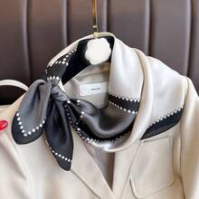 新款時尚女士絲質圍巾,頸巾,仿真絲,溫暖保暖頸部,披巾,裝飾發帶 - 1入裝 - 彩色 - 查看 2