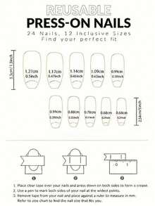 24 件芭蕾舞美甲全罩假指甲簡單太極陰陽混色設計 - 粉色 - 查看 7