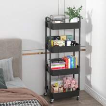 4-Tier Multi-Functional Storage Cart Shelf, Bedroom Supplies Storage Shelf, Kitchen Supplies Seasoning Storage Shelf, Modern Simple Living Room Sundries Storage Rack - Black - View 7