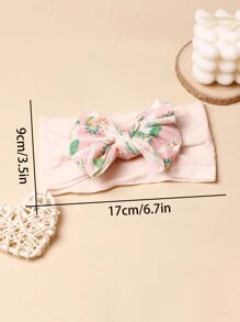 1pc Nylon Printed Bowknot Baby Hair Accessory & 1pc Eyeglasses For Infants, Suitable For Age 0-3 - Baby Pink - View 5
