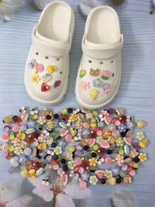 20 piezas/set Charms decorativos de agujeros transparentes de color aleatorio para zapatos (No estilo integrado)