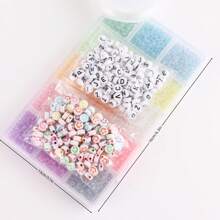 5800顆aaa級進階版3mm夜光種子珠套裝,亮光丙烯酸字母珠色彩珠,1條彈性線,適用於女士diy手鍊項鍊手工珠寶製作配件套裝