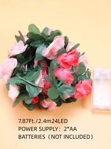 1入24顆led燈2.4米小玫瑰花藤燈串 - 淺粉加深粉 - 查看 8