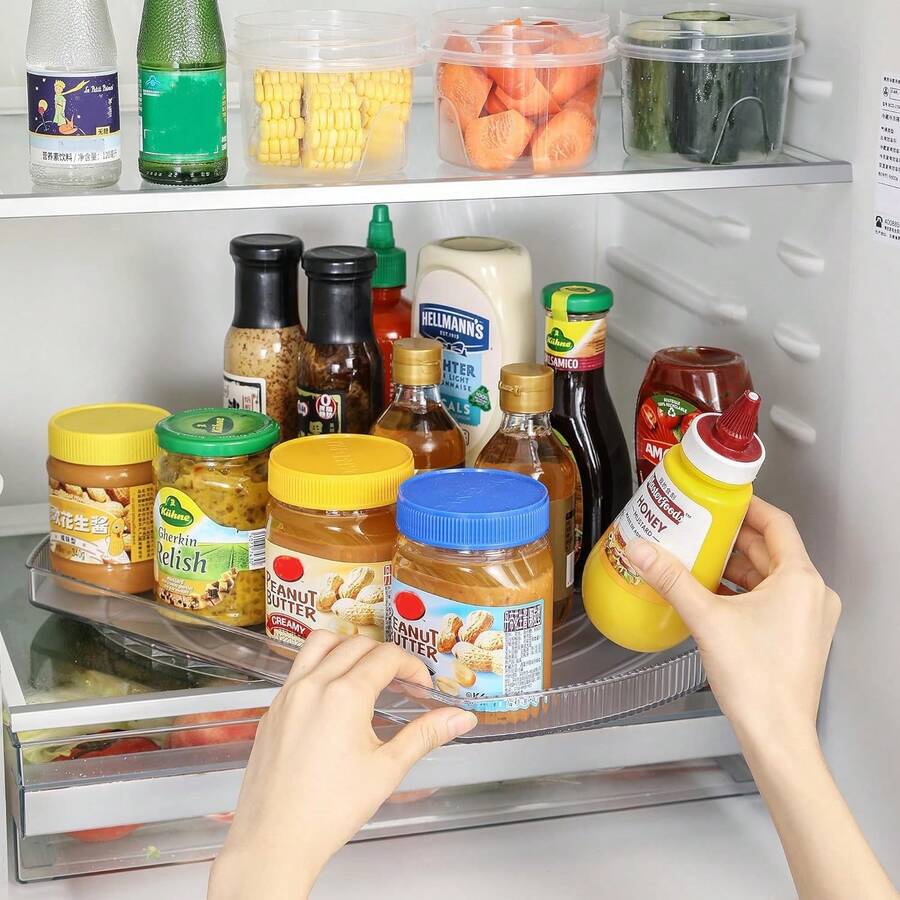 Lazy Susan Turntable Organizer For Refrigerator, 360° Rotate Fridge Organizers And Storage, 16.54 Inches Square Lazy Susan Organizer For Cabinet, Pantry, Kitchen, Countertop - 白色 - 查看 1