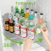 Lazy Susan Turntable Organizer For Refrigerator, 360° Rotate Fridge Organizers And Storage, 16.54 Inches Square Lazy Susan Organizer For Cabinet, Pantry, Kitchen, Countertop - 白色 - 查看 2
