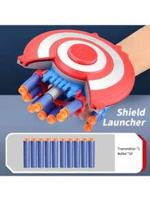 1套超級英雄玩具槍盾軟子彈發射器,安全射擊軟子彈槍 - 彩色 - 查看 11