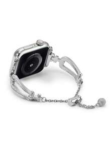 1入女士銀色鑲鑽馬蹄形手鐲金屬鏈接手錶帶,兼容apple Watch Ultra/se/series9/8/7/6/5/43/2/1,四季適用,尺寸適合38mm/40mm/41mm/42mm/44mm/45mm/49mm - 銀色 - 查看 8