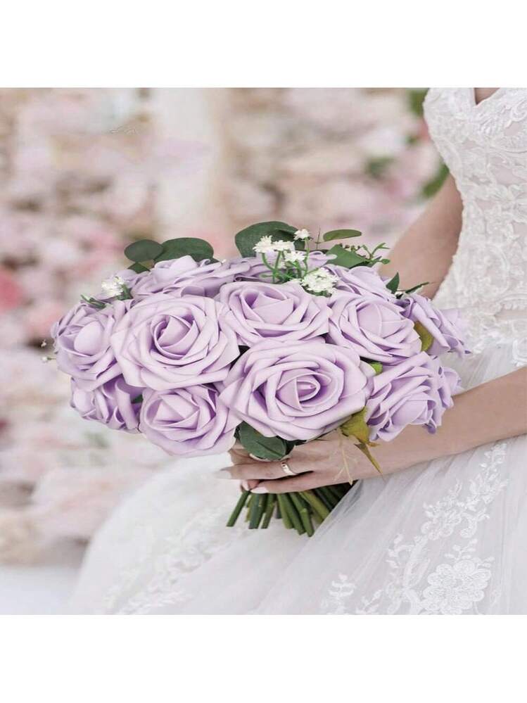 12 Pcs Rose Finte In Seta Artificiale Bouquet Fiori Finti Di