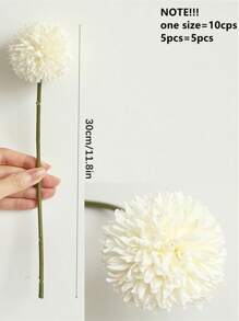 5/10入組綢質蒲公英花球花束,假人造花可用於家庭花園婚禮裝飾diy製作花環聖誕節 - 白色 - 查看 2