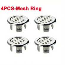 4 件装塑料浴室厨房面盆水槽，溢流盖环插入替换件，镀铬孔圆形排水盖，面盆配件家居浴室装饰秋季装饰返校 - 銀色 - 查看 3