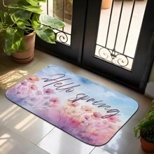 春意盎然花紋水晶絨地墊,1片裝,60*40cm/23.6*15.7inch,吸水防滑,適用於浴室、廚房、客廳和臥室裝飾。 - 彩色 - 查看 1