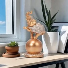 1pc Golden Elephant Ornament For Home Decoration, As Handicraft, Festival Gift, Tabletop Decor - Gold - View 3