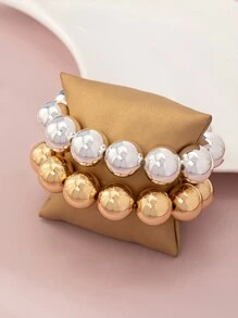 1pc Fashionable Minimalist Personalized Metallic Cool Style & Buddhist Style Ccb Beaded Bracelet - Beaded Bracelet - View 12