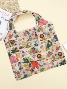 Large Capacity Foldable Shopping Bag Supermarket Portable Tote Bag With Printed 210t Storage Bag, 1pc/2pcs/6pcs Options Available - Multicolor - View 2