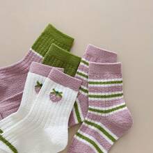 Children's Thick Coral Velvet Mid-Calf Socks For Fall & Winter, Korean Version - Multicolor - View 4