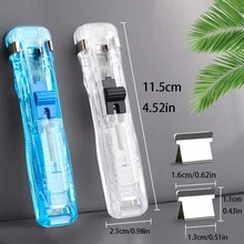 1pc (Includes 8 Refill Clips) Transparent Push Pin Clip For Office, School Use - Innovative No-Drill Clip, Great For Document, Paper Sorting & Stationery Supplies Management - Pink - View 10