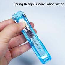 1pc (Includes 8 Refill Clips) Transparent Push Pin Clip For Office, School Use - Innovative No-Drill Clip, Great For Document, Paper Sorting & Stationery Supplies Management - Pink - View 3