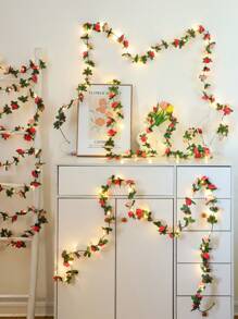 1入24顆led燈2.4米小玫瑰花藤燈串 - 淺粉加深粉 - 查看 6