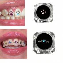 4 Pieces Tooth Gem, Tooth Shine Jewelry Rhinestones, DIY Fashionable Tooth Ornaments Artificial Crystal Tooth Decor For Reflective Teeth Ornament - Baby Blue - View 2