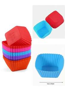 6 Or 12 Silicone Cupcake Muffin Cake Molds Colorful Shapes 7 X 4.5 X 3.5 Cm - 彩色 - 查看 3