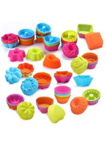 6 Or 12 Silicone Cupcake Muffin Cake Molds Colorful Shapes 7 X 4.5 X 3.5 Cm - 彩色 - 查看 1