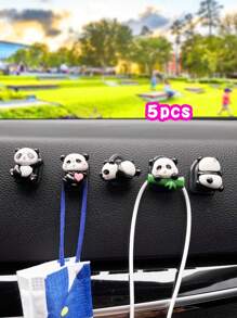 5 Piezas Decoración De Panda Para Automóvil Gancho Multifuncional De Mini Almacenamiento - Multicolor - Ver 1
